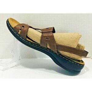 Clarks Clark's Sandals 11 Brown Open Toe‎ Strappy Sling Back Cushioned Shoes